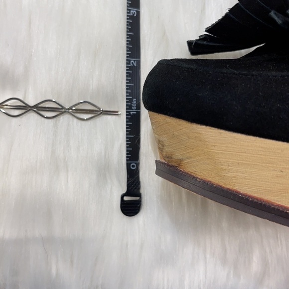 NWT Sam Edelman Black Leather Loafer Tassels & Wood Wedge Platform - Picture 14 of 16